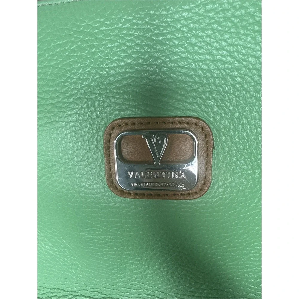 Valentina Sage Green Pebble Brown Leather Crossbody EUC! Made in Italy 🇮🇹 $125